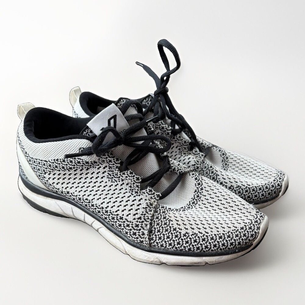 Vionic Sierra Womens 9.5 Black White Knit Lace Up Walking Sneakers Athletic